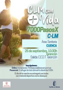 Tarancón acogerá el 25 de septiembre la marcha gratuita ´7.000 pasos X Castilla-La Mancha´ con el objetivo de fomentar “un estilo de vida saludable”