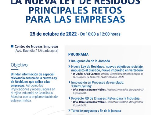 El Departamento de Medio Ambiente de CEOE-Cepyme Guadalajara celebrará una jornada basada en la nueva ley de residuos 1 El Departamento de Medio Ambiente de CEOE-Cepyme Guadalajara celebrará una jornada basada en la nueva ley de residuos