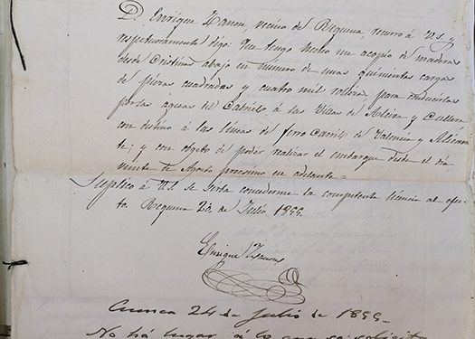 Enrique Zanón, vecino de Requena, sobre el acopio de maderas para conducirlas a Alcira y Cullera con destino al Ferrocarril de Valencia y Alicante