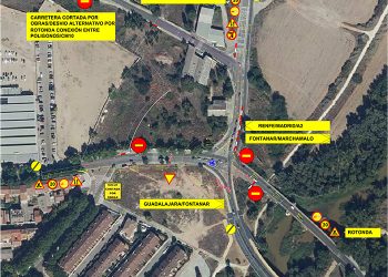 La construcción de la rotonda en el puente árabe de Guadalajara entra en una nueva fase, con más modificaciones de tráfico