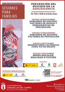 La prevención del suicidio en la adolescencia, tema de la nueva edición de la Escuela de Familias de Cabanillas