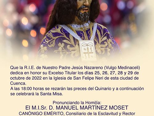 La R.I.E. del Medinaceli celebra esta semana el solemne Quinario en honor a su Titular 1 La R.I.E. del Medinaceli celebra esta semana el solemne Quinario en honor a su Titular