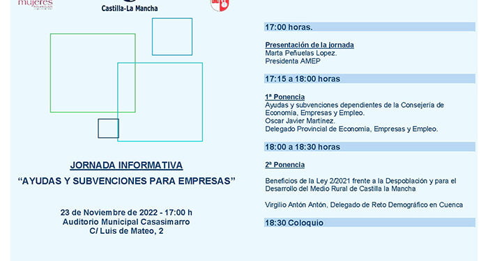 AMEP organiza una jornada en Casasimarro para informar de las ayudas y subvenciones del gobierno regional 1 AMEP organiza una jornada en Casasimarro para informar de las ayudas y subvenciones del gobierno regional