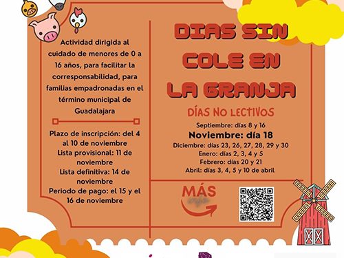 El Ayuntamiento de Guadalajara duplica las posibilidades de conciliación durante los días sin actividad docente con actividades en la granja ‘Huerta la Limpia’ y en las ludotecas municipales