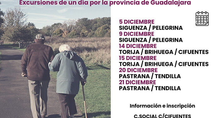 El 5 de diciembre comienzan en Guadalajara las excursiones gratuitas para mayores de 60 años por diferentes municipios de la provincia