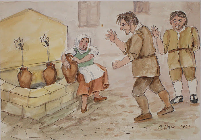 En la fuente. Mª Luisa Chico de Castro, cedidas por la Fundación García y Chico (Cuenca).