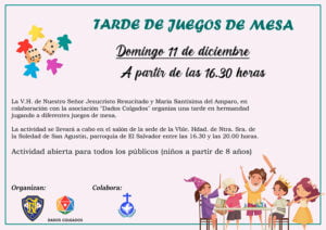 La V. H. del Resucitado organiza una tarde de juegos de mesa dentro de sus actividades de Adviento y Navidad