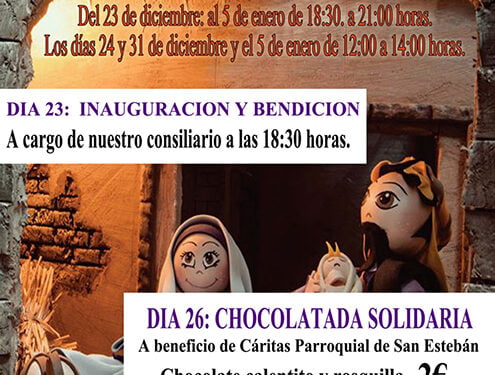 Una chocolatada solidaria y la visita de los Reyes Magos al Belén, actividades navideñas de La Exaltación