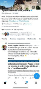 El Grupo Municipal Popular denuncia el uso partidista que Dolz hace de las redes sociales del Ayuntamiento de Cuenca