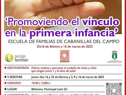 Nueva edición de la Escuela de Familias de Cabanillas, con cinco sesiones dedicadas al apego en la primera infancia 1 Nueva edición de la Escuela de Familias de Cabanillas, con cinco sesiones dedicadas al apego en la primera infancia