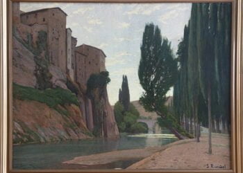 A subasta una obra de las siete obras de Santiago Rusiñol que pintó en Cuenca, titulada Sol ponent. Cuenca, 1916