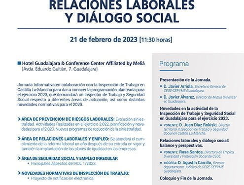CEOE-Cepyme Guadalajara organiza una jornada sobre la programación de la inspección de trabajo para el año 2023-relaciones laborales y diálogo social