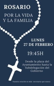 Convocado el rezo del Rosario por la vida y la familia, para el próximo 27 de febrero en Guadalajara