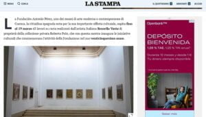 La Fundación Antonio Pérez aparece en La Stampa uno de los principales periódicos italianos de tirada nacional