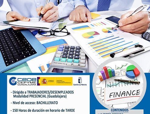 Abierto el plazo de inscripción para el curso gratuito gestión contable e implantación y control de un sistema contable informatizado de CEOE-Cepyme Guadalajara