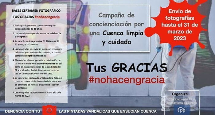 La candidatura del PP al Ayuntamiento de Cuenca lanza un certamen fotográfico para denunciar las pintadas que ensucian la ciudad