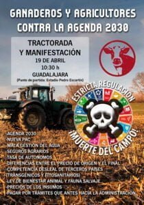 Ganaderos y agricultores de Guadalajara, “hartos y cansados del abandono y las presiones”, organizan una manifestación y tractorada contra la ‘Agenda 2030’