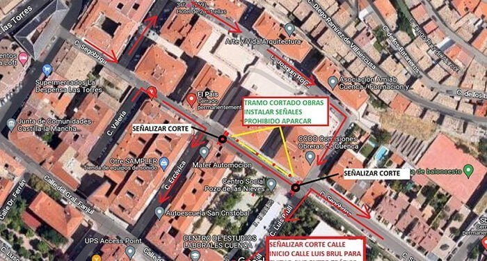 La reparación del colector de saneamiento de C Segóbriga implica el corte de tráfico de esta vía entre Luis Brull y Ercávica este miércoles