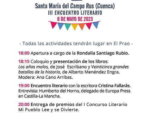 Santa María del Campo Rus celebra su III Festival Literario «Mi pueblo lee»