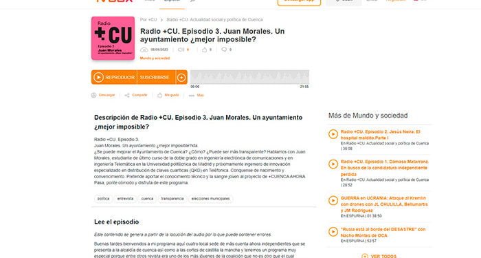 +CUENCA Ahora presenta a través de su podcast «Radio +CU» sus propuestas para mejorar la eficiencia y la transparencia del Ayuntamiento de Cuenca