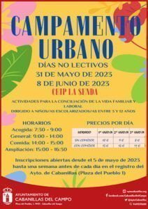 El Ayuntamiento de Cabanillas organiza jornadas de Campamento Urbano para los festivos regionales del 31 de mayo y 8 de junio