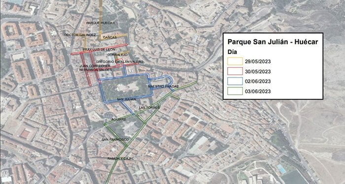 La limpieza intensiva implica restricciones de aparcamiento en Aguirre y Las Torres, Parque de San Julián, Plaza de España y Parque del Huécar y sus inmediaciones
