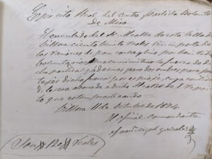 Recibo de un oficial Comandante