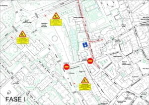 Aviso de corte al tráfico de la calle Ronda de San Antonio para la construcción de un colector y la  reforma integral de la misma