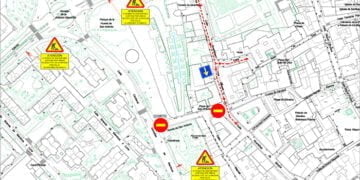 Aviso de corte al tráfico de la calle Ronda de San Antonio para la construcción de un colector y la  reforma integral de la misma