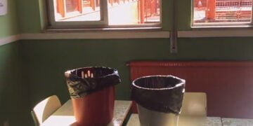 Goteras tras la última tormenta en el CEIP San Fernando de Cuenca