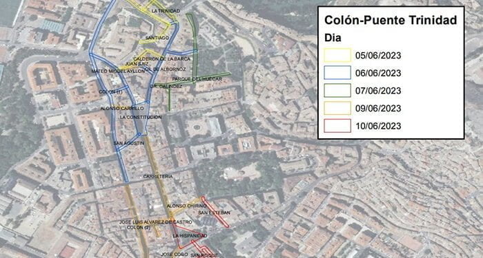 La limpieza intensiva implica restricciones de aparcamiento en la zona centro hasta Puente de la Trinidad