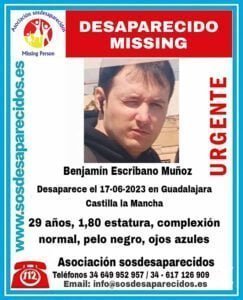 Se busca a Benjamín Escribano Muñoz, un joven de 29 años desaparecido en Guadalajara