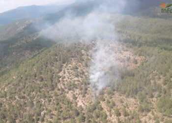 Cinco medios y 25 personas luchan contra el fuego en un incendio declarado en Villar del Humo