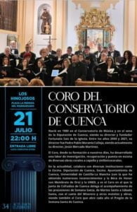 El Coro del Conservatorio de Cuenca actuará en Los Hinojosos el 21 de julio