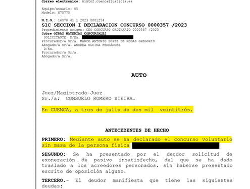 Un empresario conquense consigue liberarse de más de 70.000 euros de deuda gracias a la Ley de la Segunda Oportunidad 1 Un empresario conquense consigue liberarse de más de 70.000 euros de deuda gracias a la Ley de la Segunda Oportunidad
