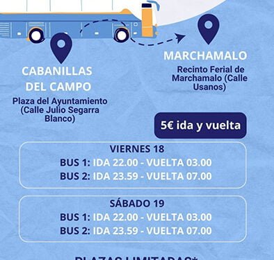 El Ayuntamiento de Cabanillas habilita autobuses para ir con seguridad a las Fiestas de Marchamalo 1 El Ayuntamiento de Cabanillas habilita autobuses para ir con seguridad a las Fiestas de Marchamalo