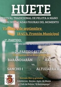Exhibición de pelota a mano en Huete por destacadas figuras del momento