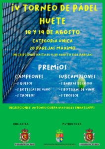 IV Torneo de Pádel en Huete el 18 y 19 de agosto