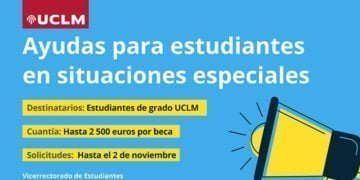 Abierto el plazo de solicitud de ayudas para estudiantes en situaciones especiales matriculados en grado en la UCLM