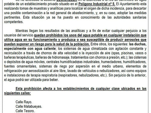 Detectan legionella en un establecimiento privado del polígono 5 de Cabanillas 1 Detectan legionella en un establecimiento privado del polígono 5 de Cabanillas