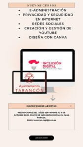 El Punto de Inclusión Digital de Tarancón oferta nuevos cursos gratuitos