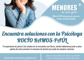 Rocío Ramos-Paúl, Supernanny, mantendrá un encuentro con familias de Cuenca para abordar la prevención del consumo de alcohol entre sus hijos menores Rocío Ramos-Paúl, Supernanny, mantendrá un encuentro con familias de Cuenca para abordar la prevención del consumo de alcohol entre sus hijos menores