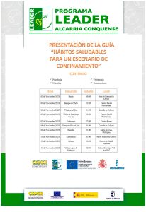 CEDER Alcarria Conquense presentará la guía ‘Hábitos saludables para un escenario de confinamiento’ en diez municipios de la comarca