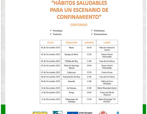 CEDER Alcarria Conquense presentará la guía ‘Hábitos saludables para un escenario de confinamiento’ en diez municipios de la comarca