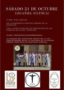 Este sábado 21 de octubre se celebrará Misa Jubilar en Leganiel y una procesión extraordinaria con la imagen del Santísimo Cristo de la Luz