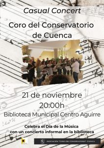 El Coro del Conservatorio de Cuenca ofrecerá un concierto el 21 de noviembre en la Biblioteca Municipal del Centro Aguirre.