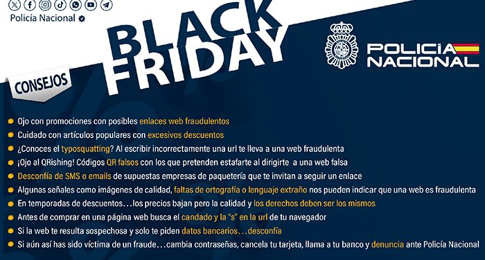 La Policía Nacional elabora un decálogo para que el “Black Friday” no se convierta en un “Bad Friday” para tu bolsillo