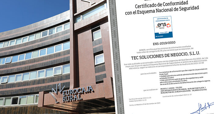 AENOR renueva la certificación de seguridad de los sistemas de información de Eurocaja Rural