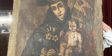Aparece escondido un lienzo de San Antonio de Padua de principios del s. XVIII en la iglesia de San Miguel Arcángel de Mota del Cuervo