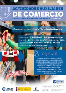 CEOE-Cepyme Guadalajara abre el plazo de inscripción del curso gratuito de actividades auxiliares de comercio